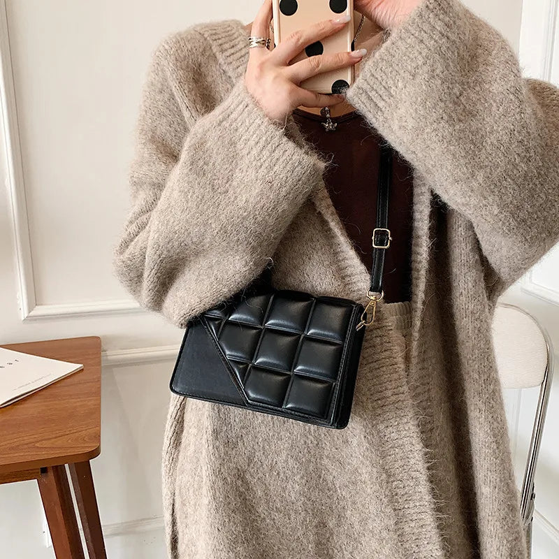 Rhombus Women's Shoulder Bag Texture Messenger Bag Handbags