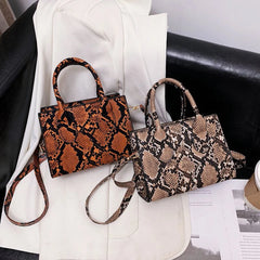 Retro Animal Print Womens Messenger Bag PU Shoulder Bag Shopping Purse