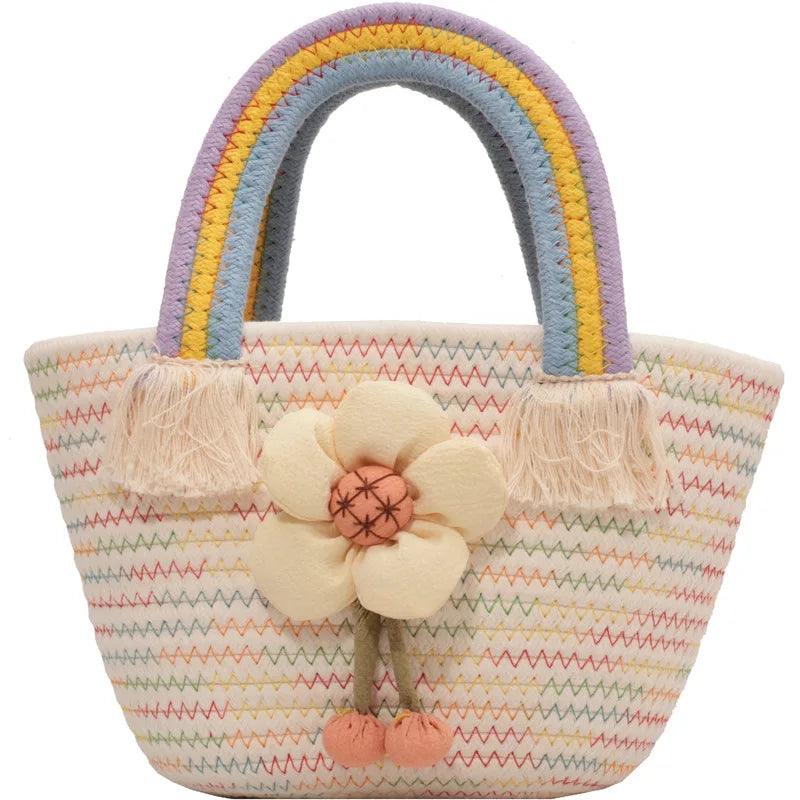 Summer Niche Texture Messenger Bag Woven Portable Bucket B