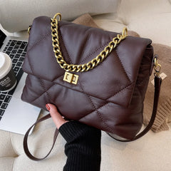 Diamond Crossbody Bag Chain Big Bag Soft Leather