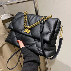 Diamond Crossbody Bag Chain Big Bag Soft Leather