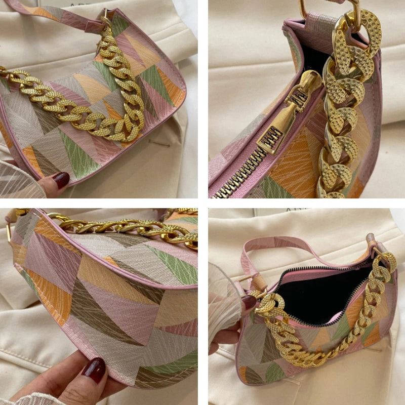 Women's PU Leather Shoulder Bag Plaid Handbag