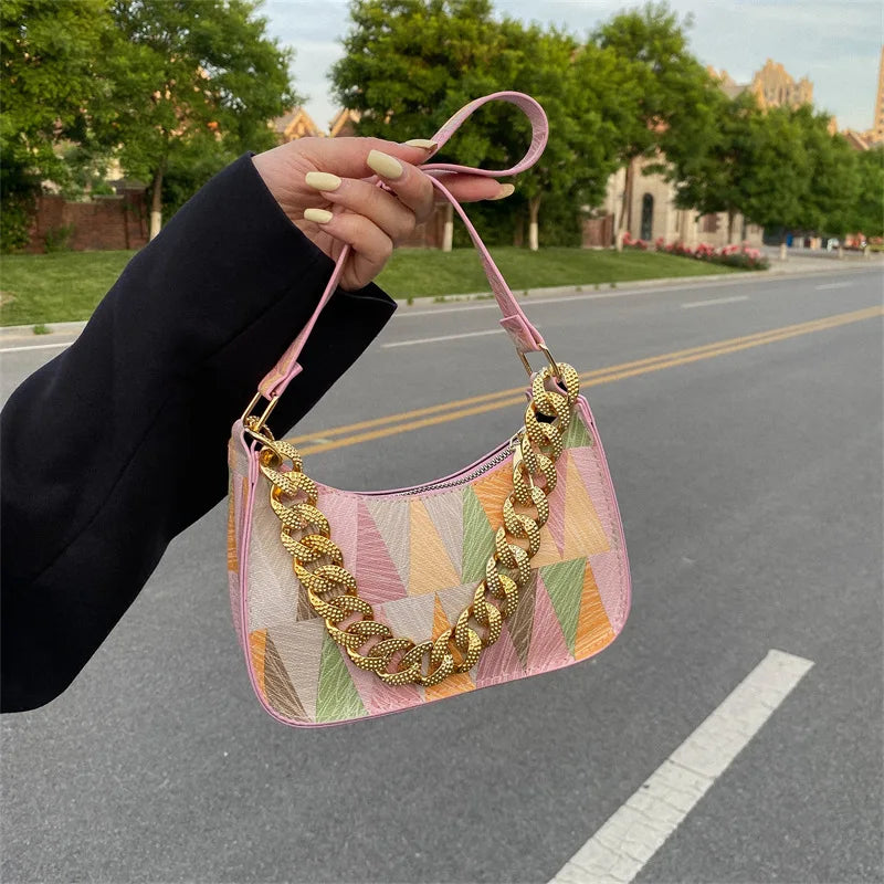 Women's PU Leather Shoulder Bag Plaid Handbag