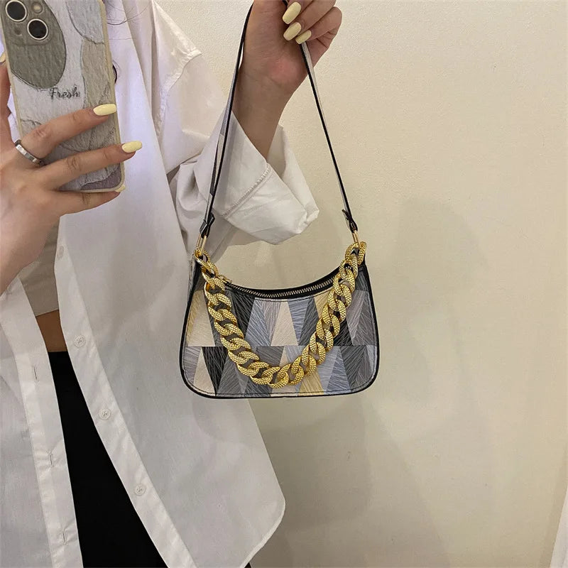 Women's PU Leather Shoulder Bag Plaid Handbag