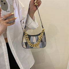Women's PU Leather Shoulder Bag Plaid Handbag