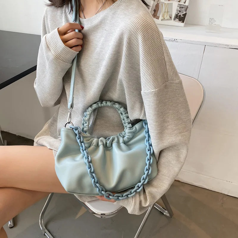 Fold Portable Small Bag Thick Chain Shoulder Bag