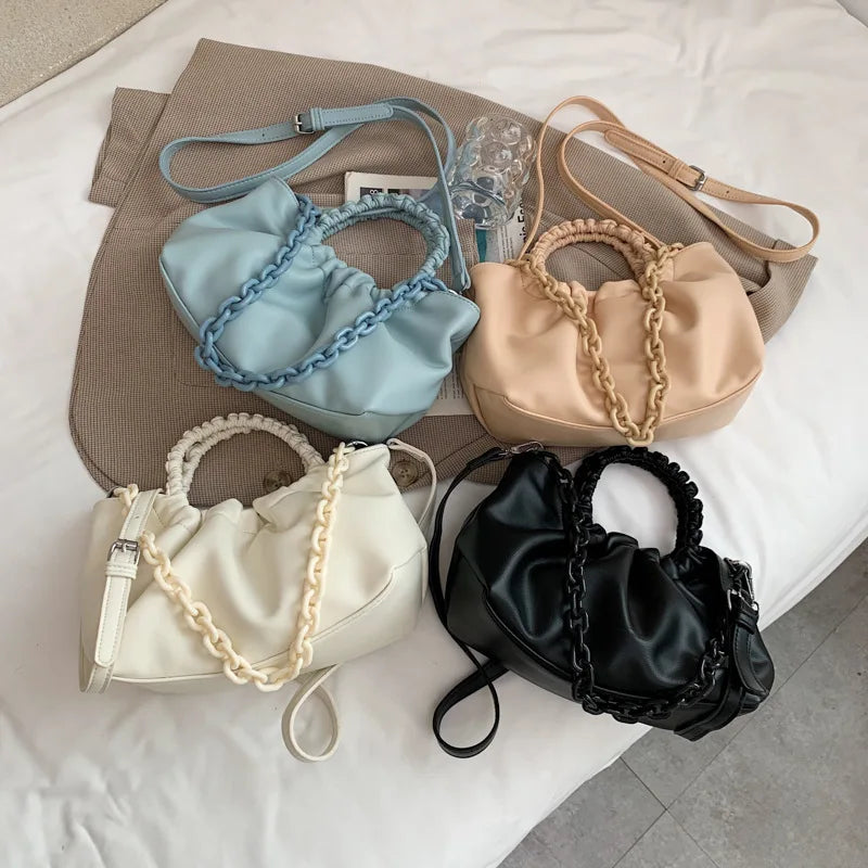 Fold Portable Small Bag Thick Chain Shoulder Bag