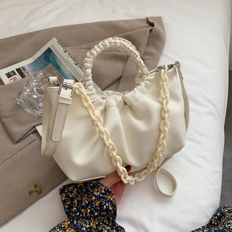 Fold Portable Small Bag Thick Chain Shoulder Bag