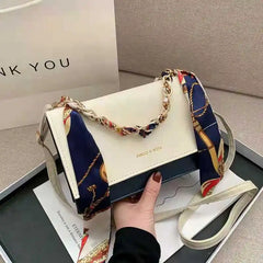 One-Shoulder Messenger Bag with Chain Strap