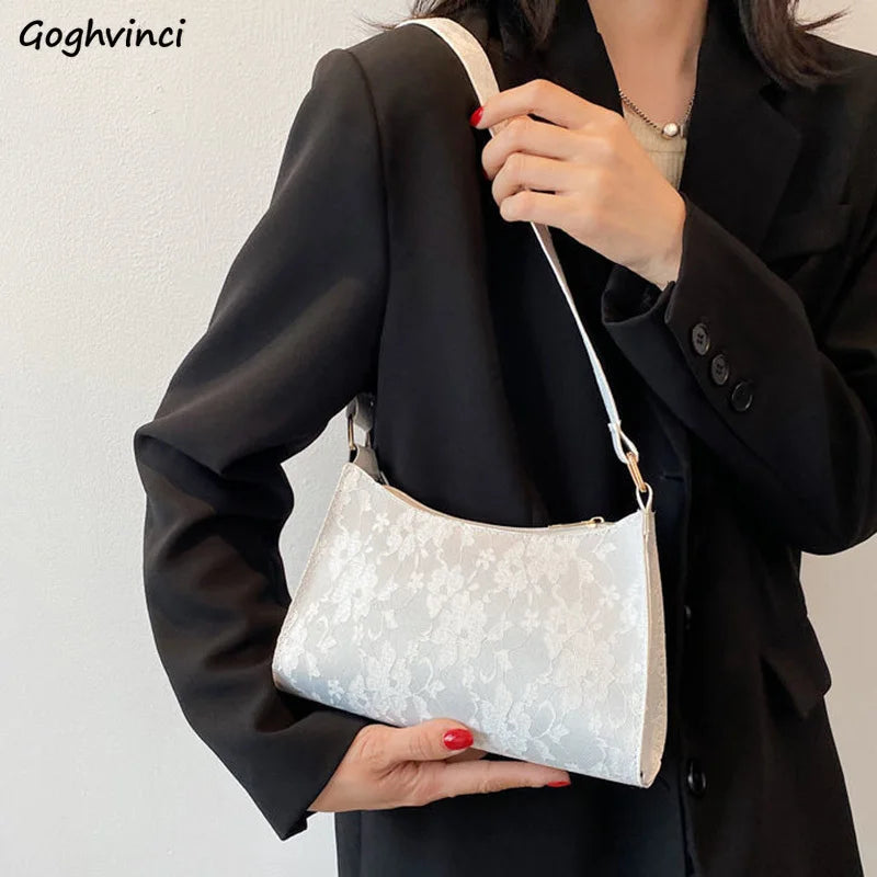 Women Shoulder Bag Lace Jacquard Underarm Retro Casual Stylish