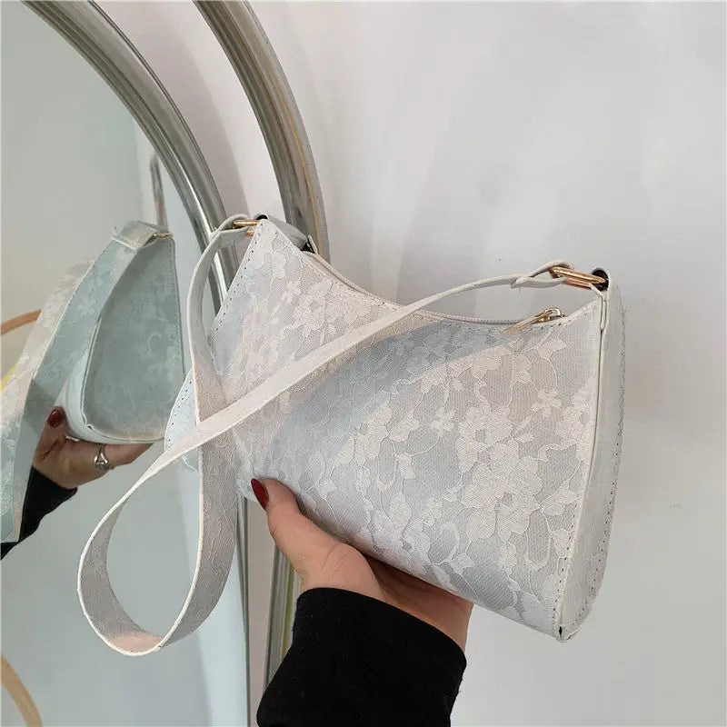 Women Shoulder Bag Lace Jacquard Underarm Retro Casual Stylish