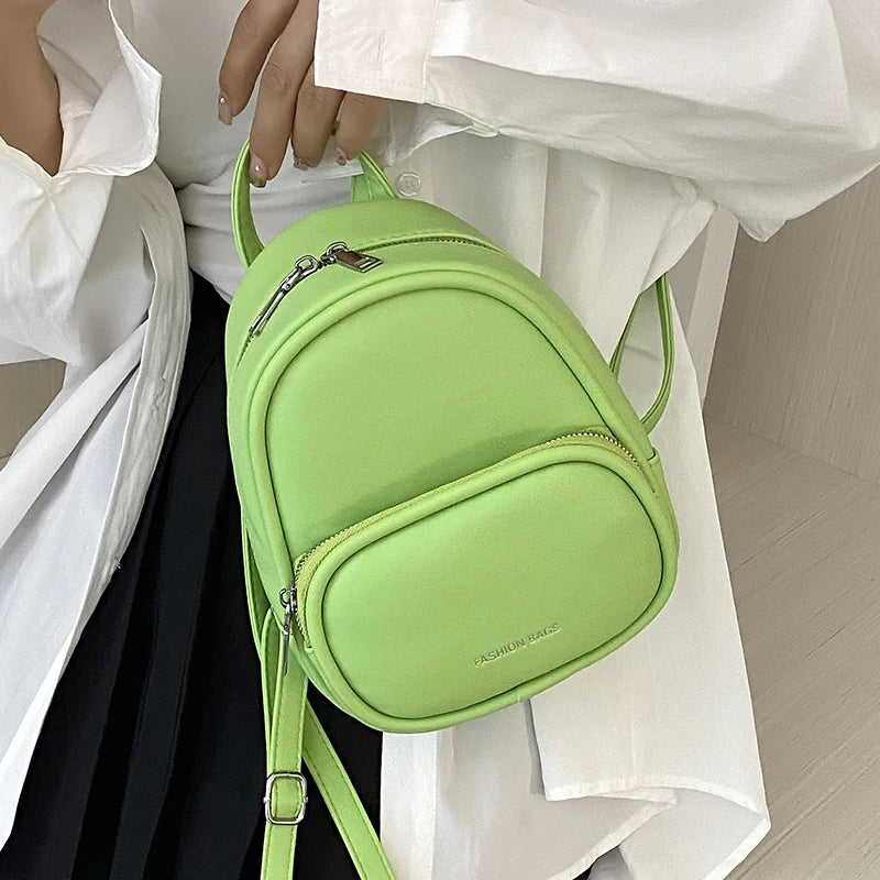 Portable Small PU Leather Casual Backpack Pouch Bag