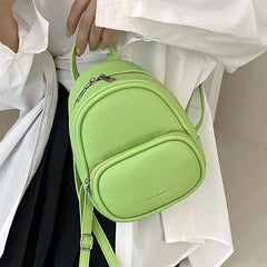 Portable Small PU Leather Casual Backpack Pouch Bag