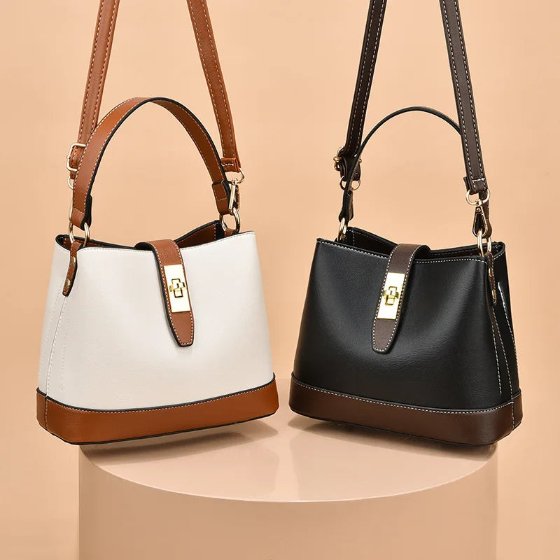Autumn Textured Bucket Bag Large Capacity Shoulder Messenger Bag