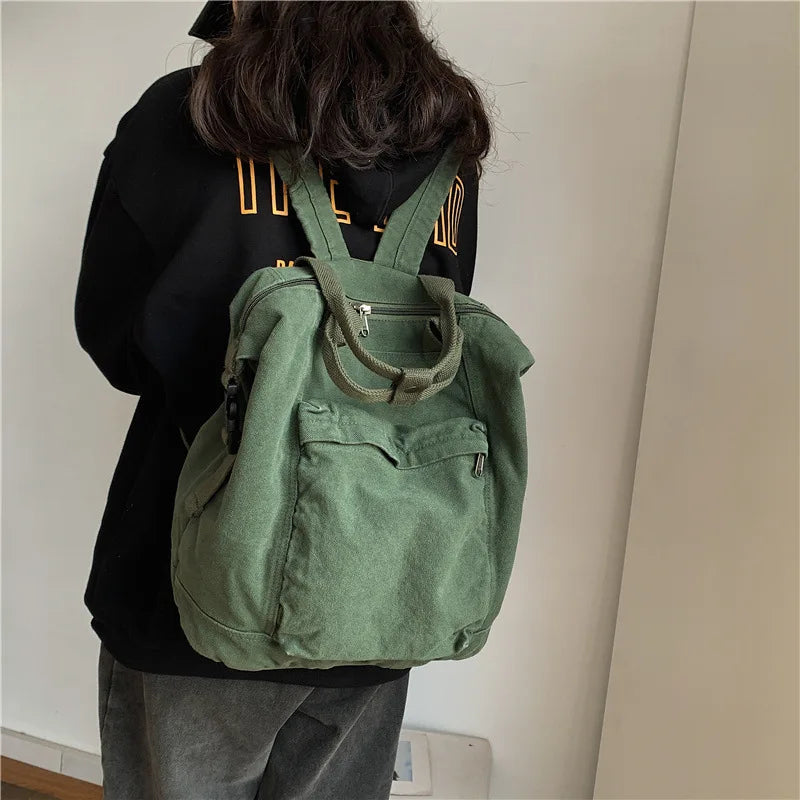 Canvas School Backpack Women Travel Casual Handbags Large Capacity Bagpack