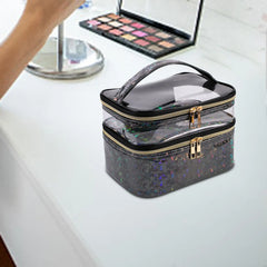 Portable Double Layer Cosmetic Bag Makeup Bag Toiletry Bag