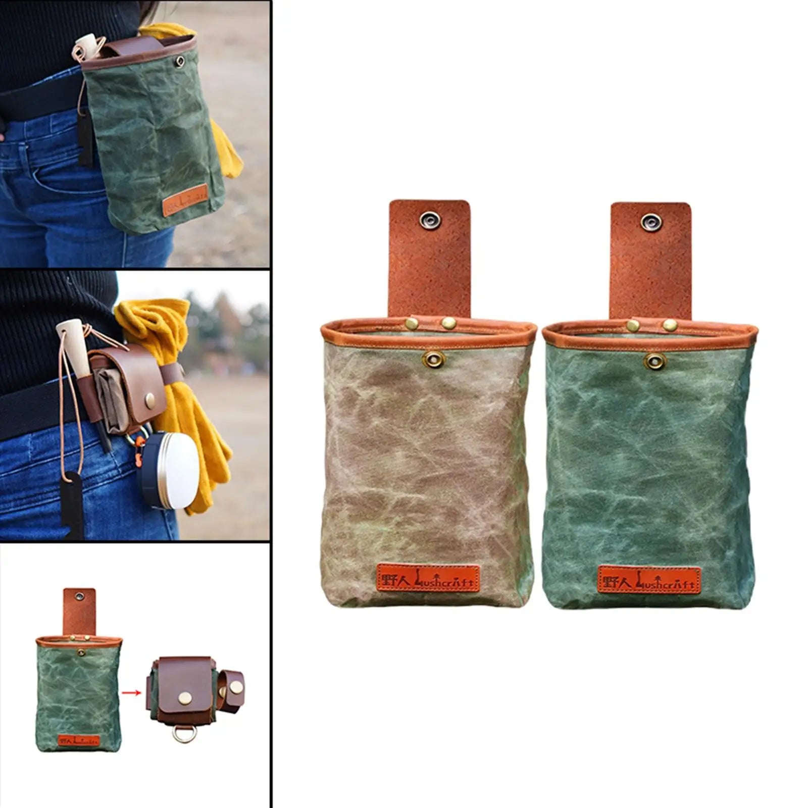 Portable Foraging Pouch Waist Bag Canvas Mushroom Berry Storage Bag