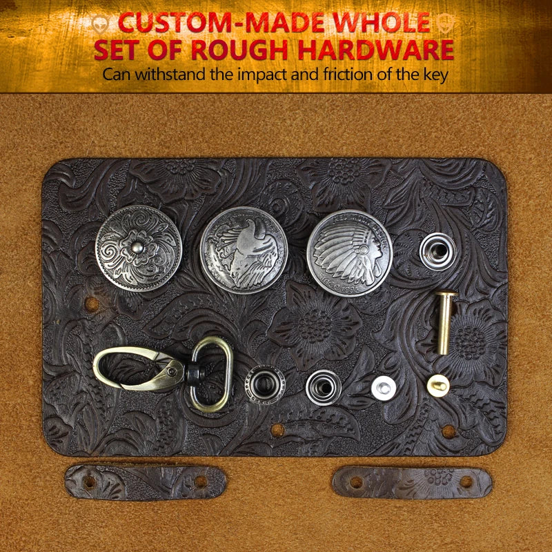 Leather Housekeeper Pouch Car Keychain Holder Bag Case Unisex Wallet