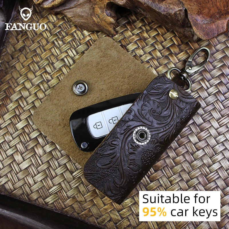 Leather Housekeeper Pouch Car Keychain Holder Bag Case Unisex Wallet