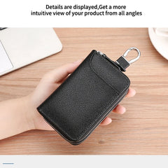 Leather Double Zipper Key Wallet Retro Men Women Car Key Holder Bag
