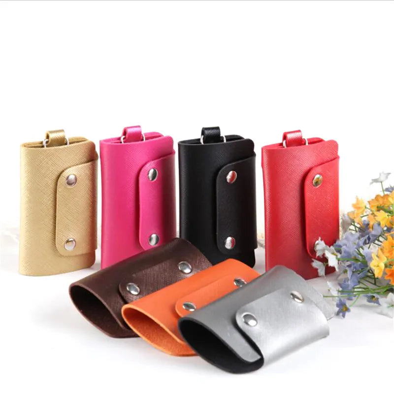 Leather Keychain Holder Car Key Bag Case Unisex Wallet Cover