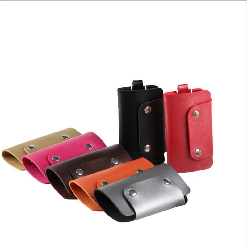 Portable Leather Housekeeper Keychain Holder Wallet Cover