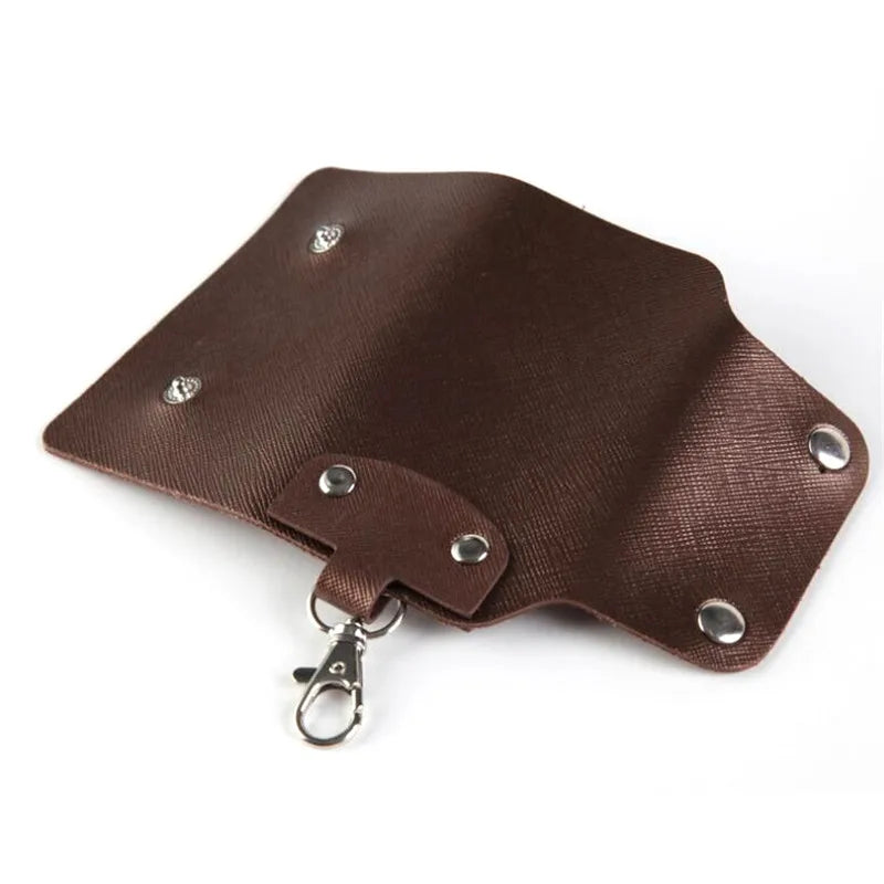 Portable Leather Housekeeper Keychain Holder Wallet Cover