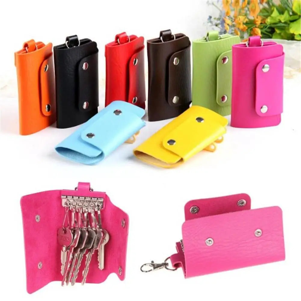 Leather Housekeeper Keychain Holder Car Key Bag Case