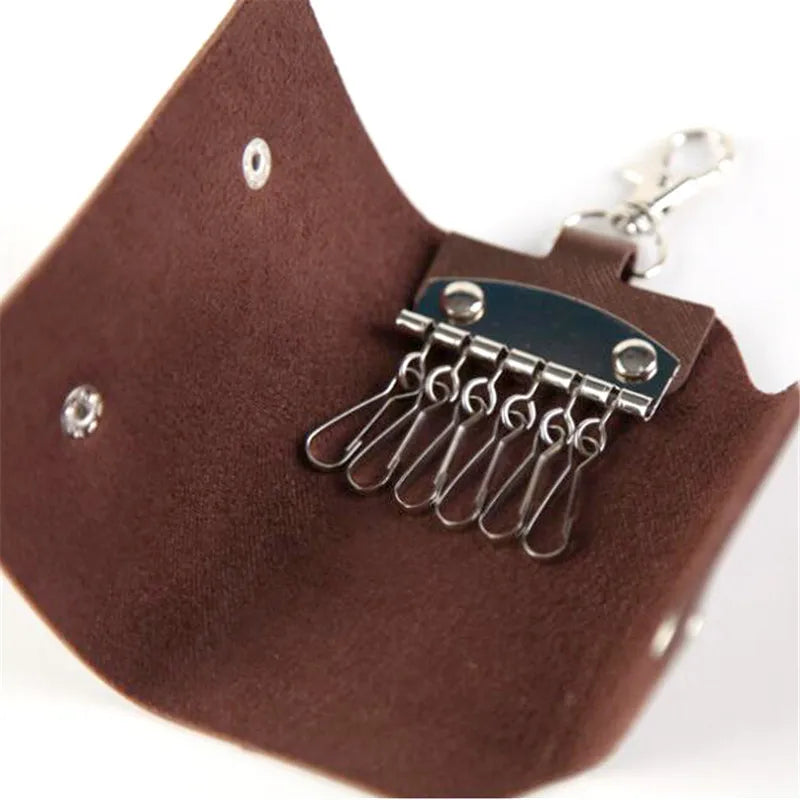 Portable Leather Housekeeper Keychain Holder Wallet Cover