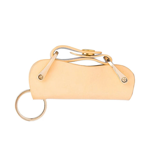 Portable Leather Key Wallet for Women Men Vintage Short Keys Holder