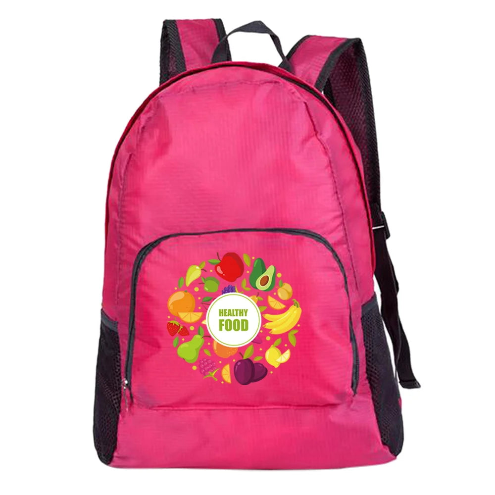Waterproof Foldable Backpack for Travel Hiking Food Pattern