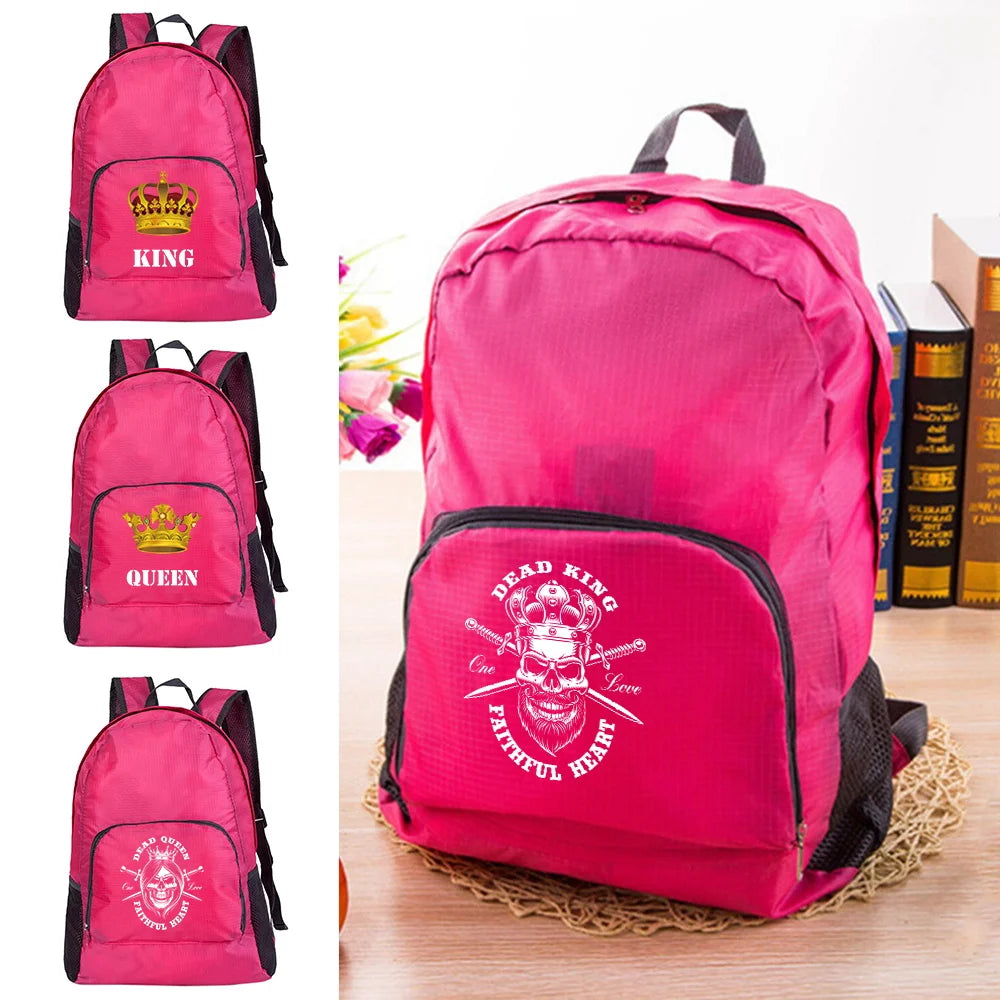 Waterproof Foldable Backpack Lightweight Outdoor Pack for Travel King Pattern
