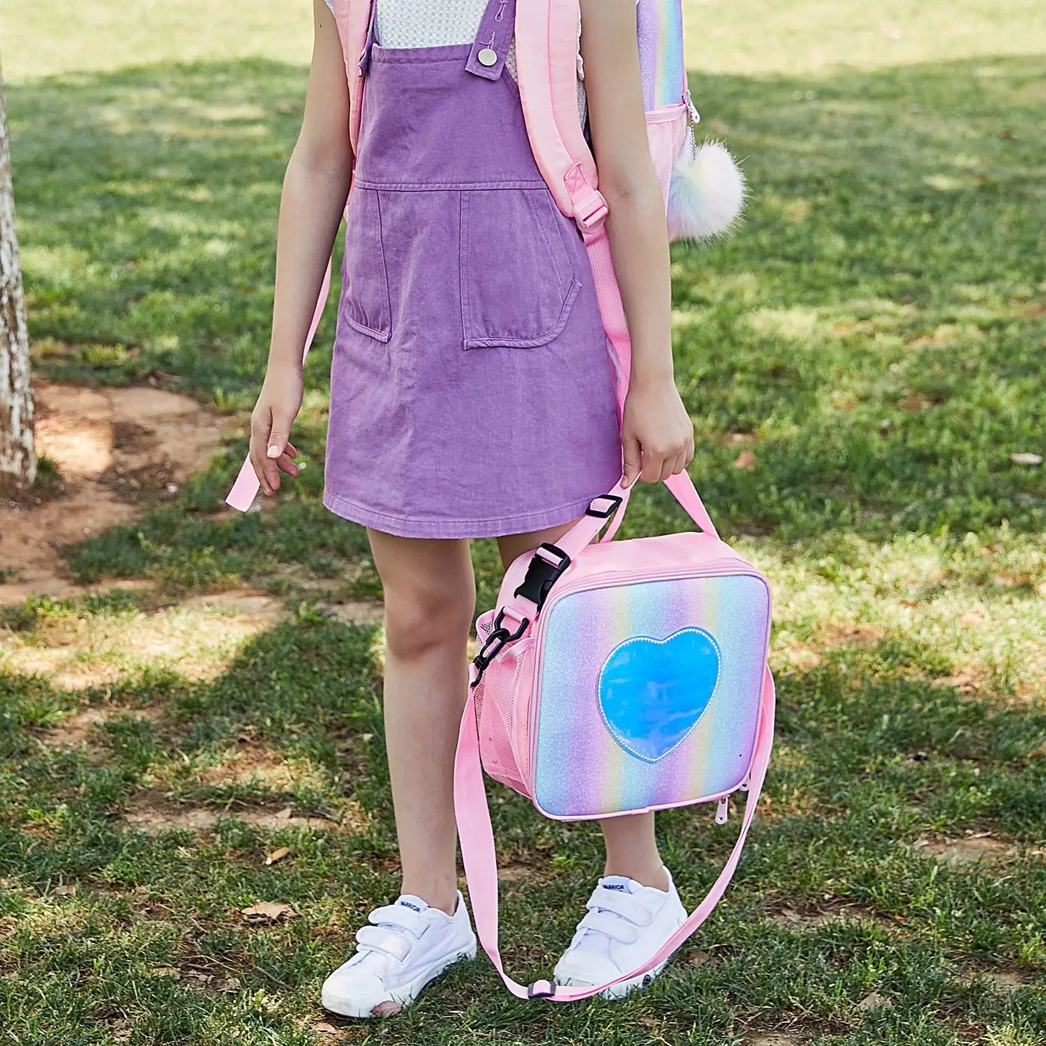 Heart Pattern Holographic Lunch Bag - Large Capacity Tote