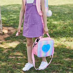 Heart Pattern Holographic Lunch Bag - Large Capacity Tote