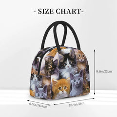 Cat Pattern Insulated Lunch Bag Thermal Bento Handbag