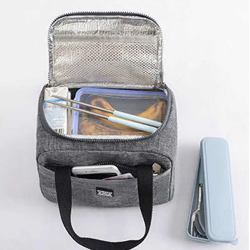 Portable Lunch Bag Insulated Lunch Box Tote Cooler Handbag Bento Pouch