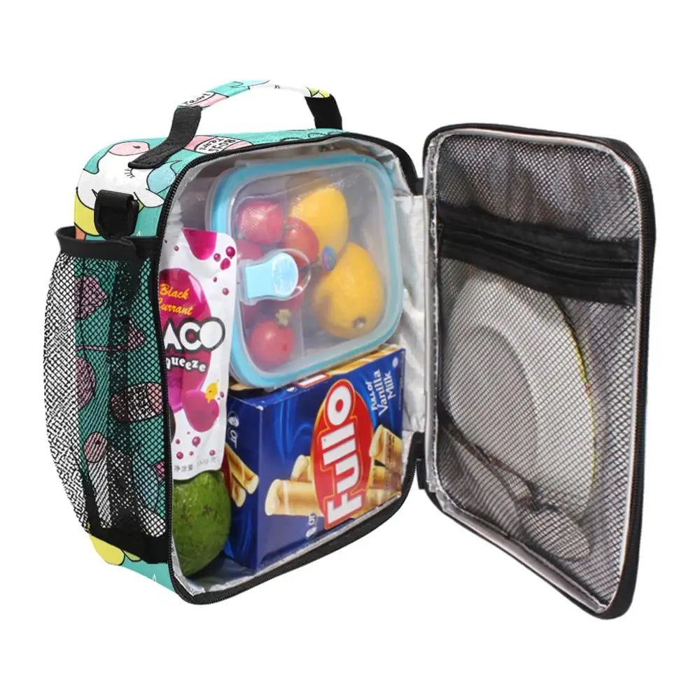 Portable Thermal Lunch Bag Insulated Tote Handbag Unicorn Bento Pouch