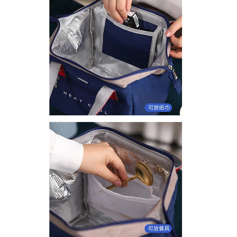 Portable Lunch Bag for Women Large Capacity Thermal Food Storage Office Worker