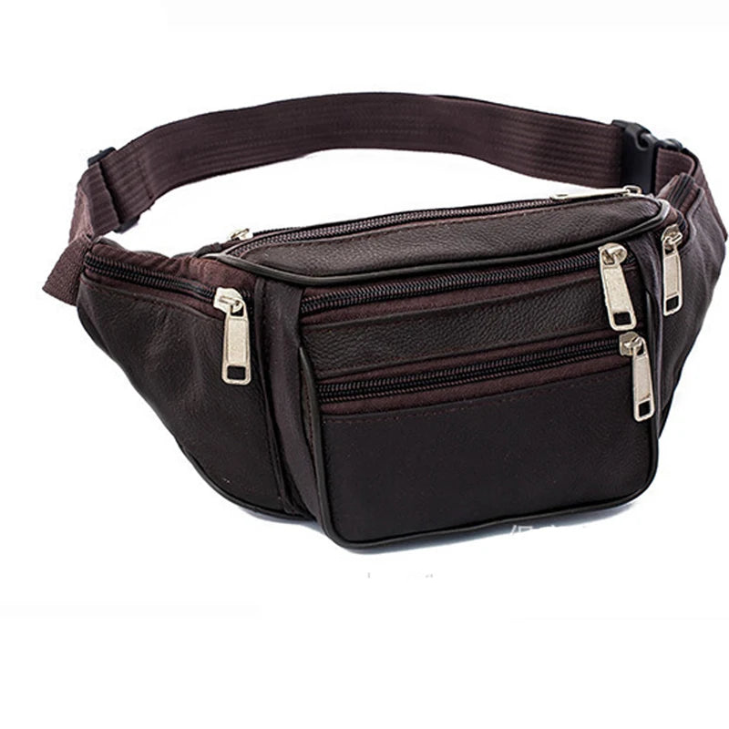 Men's Faux Leather Waist Bag Multi-Pockets Fanny Pack