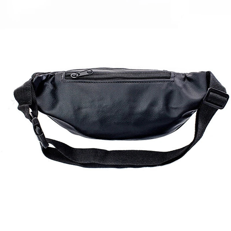 Men's Leather Waist Bag with Multi-Pocket Design