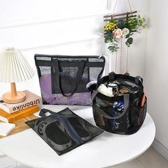 Portable Mesh Shower Caddy Quick Dry Shower Tote Hanging Organizer