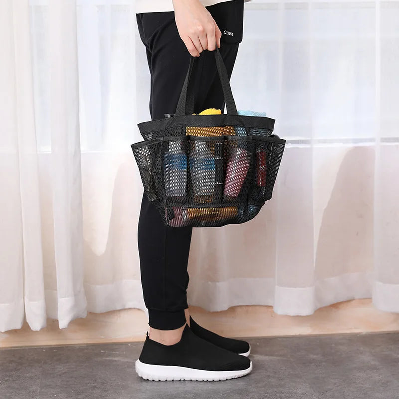 Portable Mesh Tote Bag Shower Caddy Toiletry Organizer Handbag
