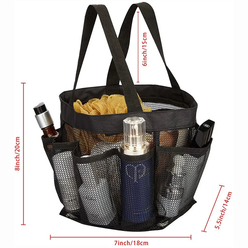 Portable Mesh Tote Bag Shower Caddy Toiletry Organizer Handbag