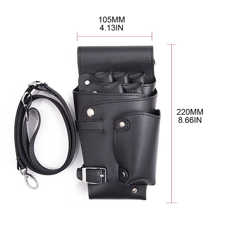 Barber Scissors Bag Hairdresser Organizer PU Leather Salon Storage Pockets