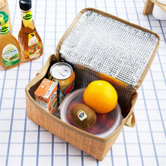 Portable Rattan Lunch Bag Waterproof Thermal Food Storage Box Tote