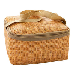 Portable Rattan Lunch Bag Waterproof Thermal Food Storage Box Tote