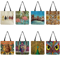 Portable Owl Print Eco Friendly Tote Bag for Women