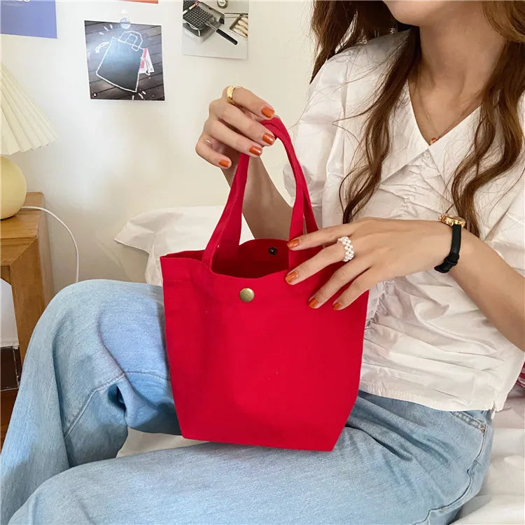 Small Canvas Shoulder Bag for Women Girls Student Mini Tote