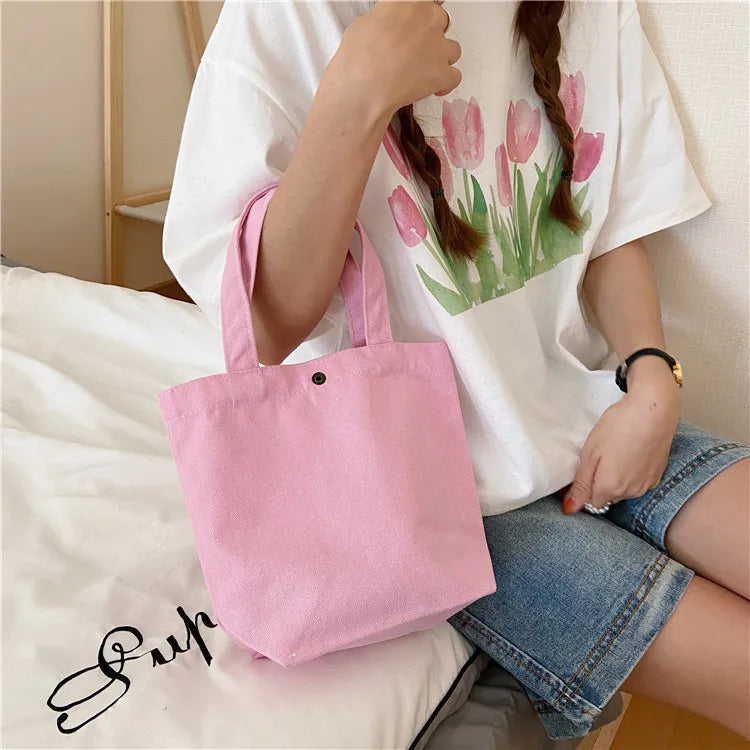 Small Canvas Shoulder Bag for Women Girls Student Mini Tote