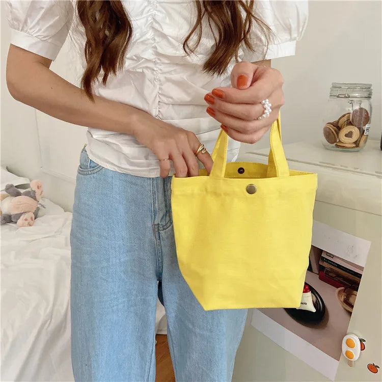 Small Canvas Shoulder Bag for Women Girls Student Mini Tote